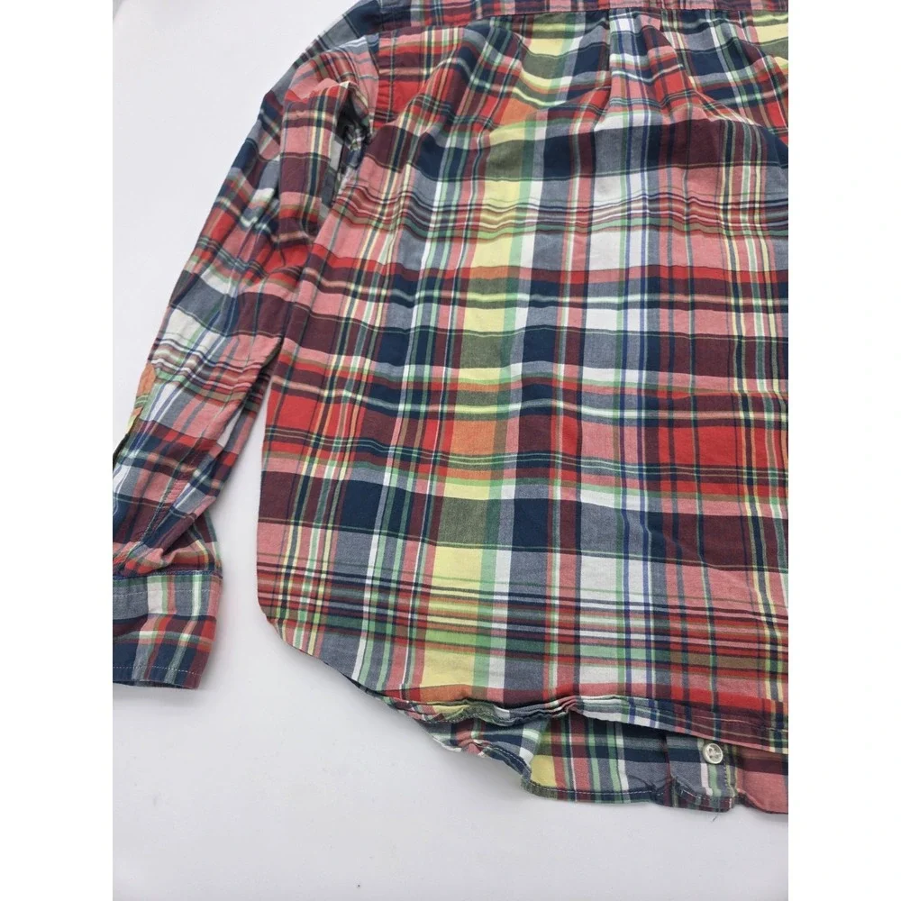 Ralph Lauren Boys M (12-14) Button Shirt Collared Casual Plaid Long Sleeve Y2K